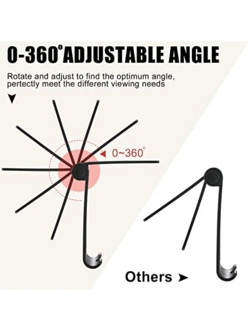 40 Pcs Adjustable Phone Stand for Mobile Phones & Tablets - Black, Multi-Angle